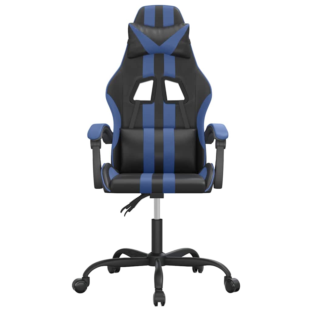 Vidaxl gamestoel draaibaar kunstleer zwart en blauw
