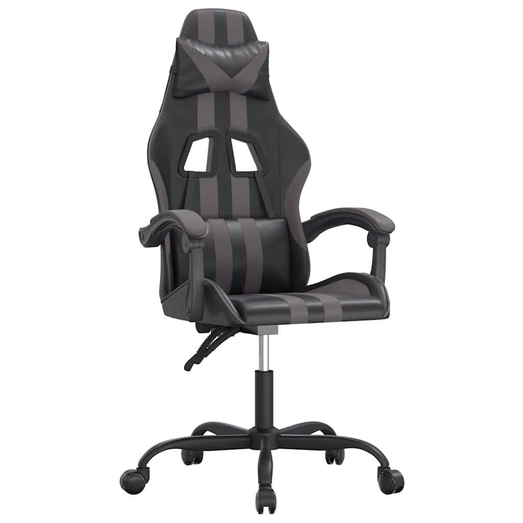Vidaxl gamestoel draaibaar kunstleer zwart en grijs
