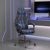 Vidaxl gamestoel draaibaar met voetensteun kunstleer zwart en blauw