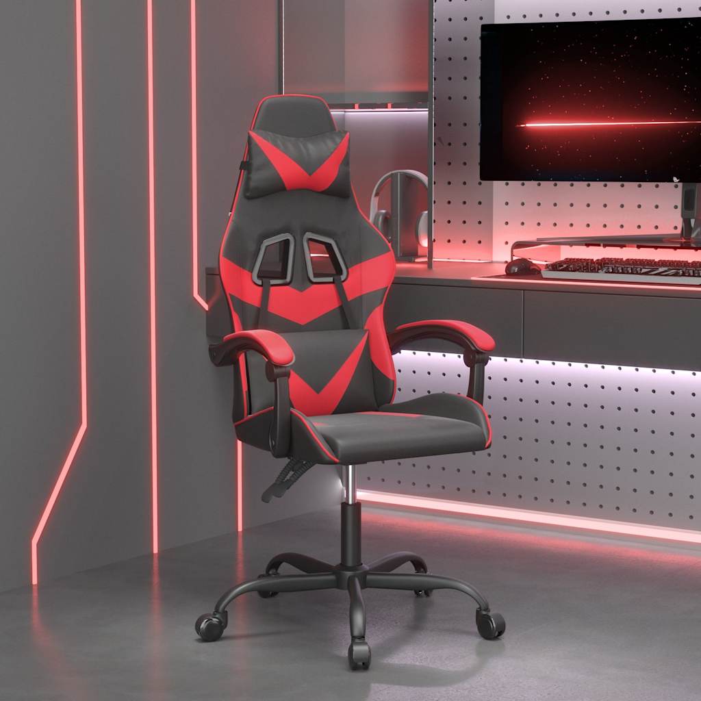 Vidaxl gamestoel draaibaar kunstleer zwart en rood