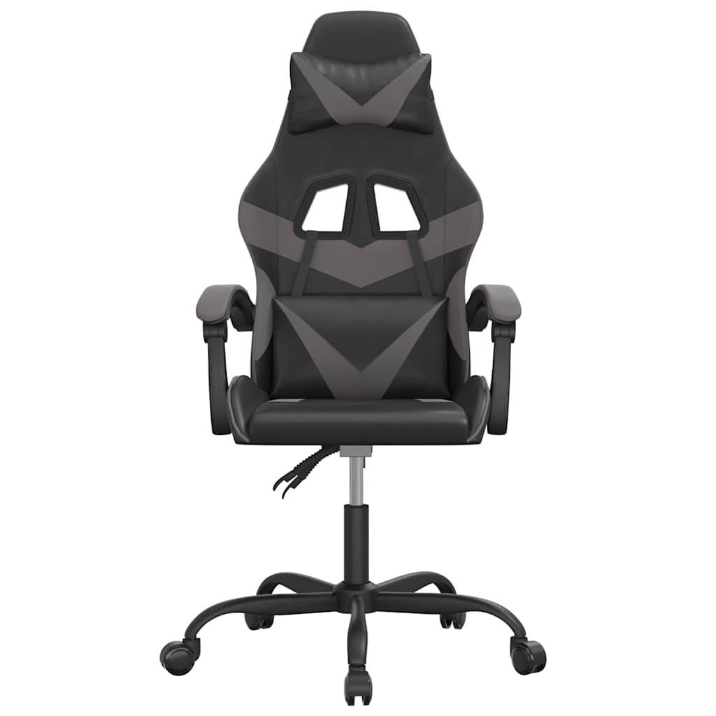 Vidaxl gamestoel draaibaar kunstleer zwart en grijs