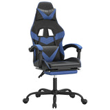 Vidaxl gamestoel draaibaar met voetensteun kunstleer zwart en blauw