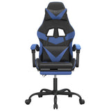 Vidaxl gamestoel draaibaar met voetensteun kunstleer zwart en blauw