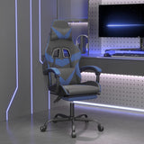 Vidaxl gamestoel draaibaar met voetensteun kunstleer zwart en blauw