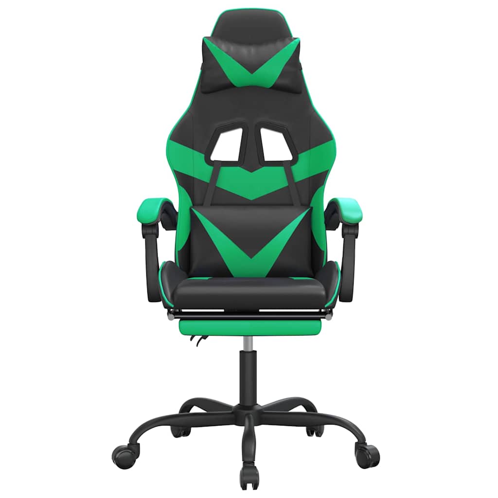 Vidaxl gamestoel draaibaar met voetensteun kunstleer zwart en groen