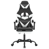 Vidaxl gamestoel draaibaar met voetensteun kunstleer zwart en wit