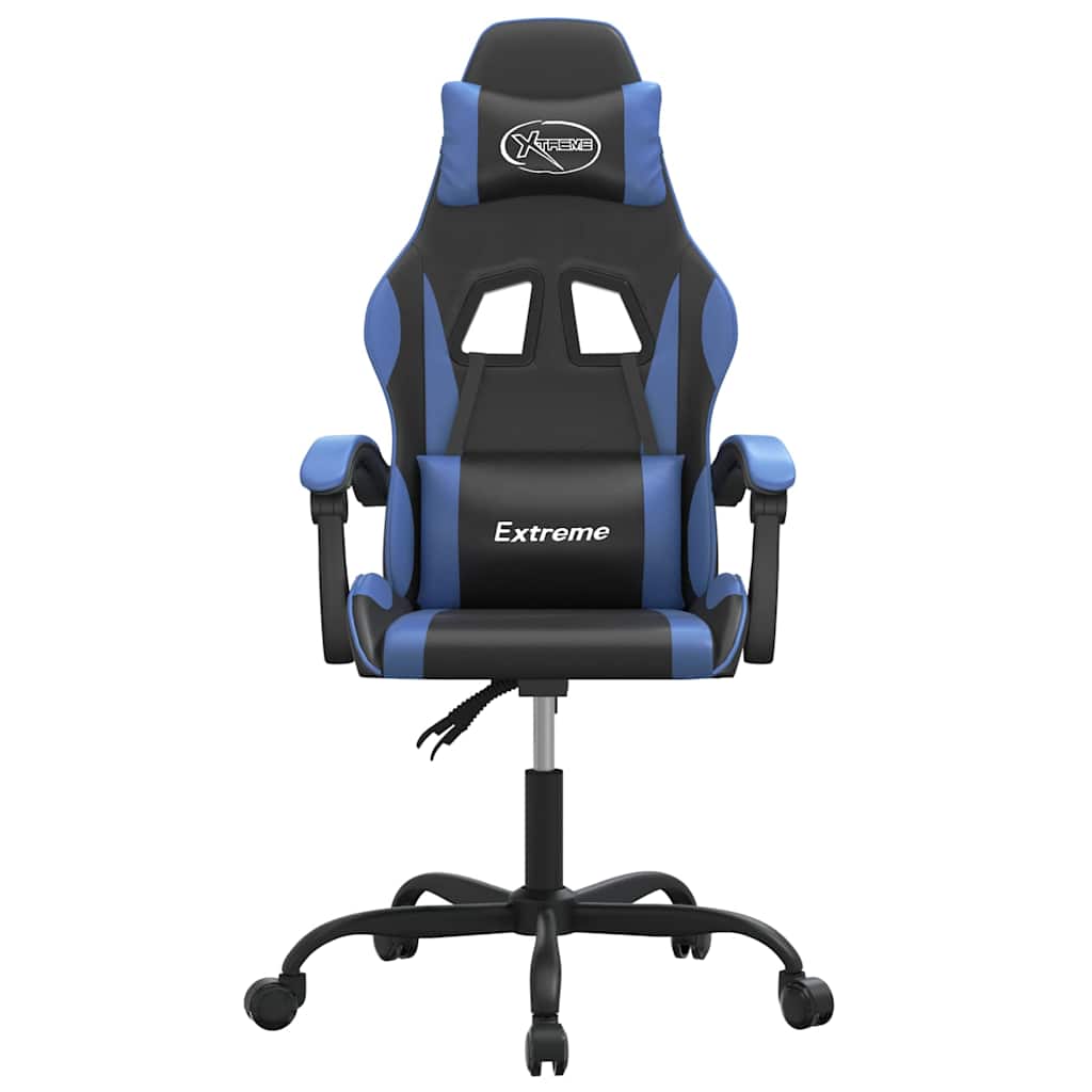 Vidaxl gamestoel draaibaar kunstleer zwart en blauw