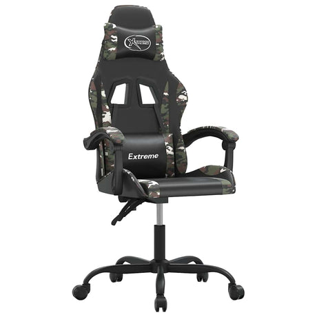 Vidaxl gamestoel draaibaar kunstleer zwart en camouflage