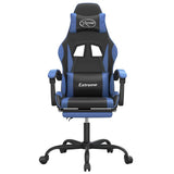 Vidaxl gamestoel draaibaar met voetensteun kunstleer zwart en blauw