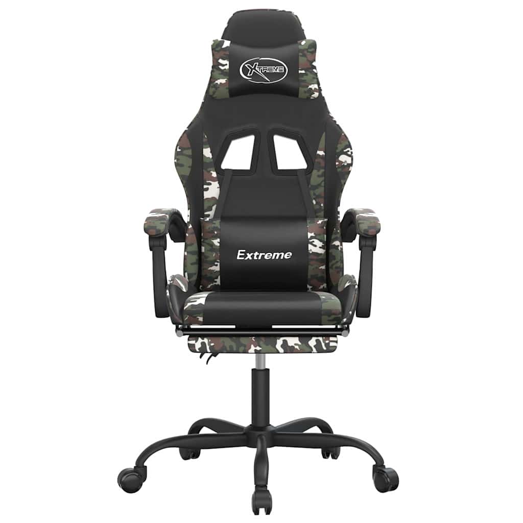 Vidaxl gamestoel draaibaar met voetensteun kunstleer zwart camouflage