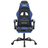 Vidaxl gamestoel draaibaar met voetensteun kunstleer zwart en blauw