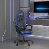 Vidaxl gamestoel draaibaar met voetensteun kunstleer zwart en blauw