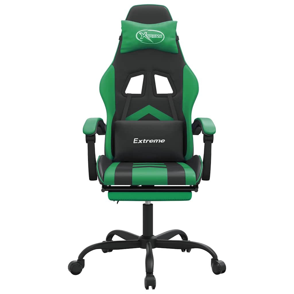 Vidaxl gamestoel draaibaar met voetensteun kunstleer zwart en groen