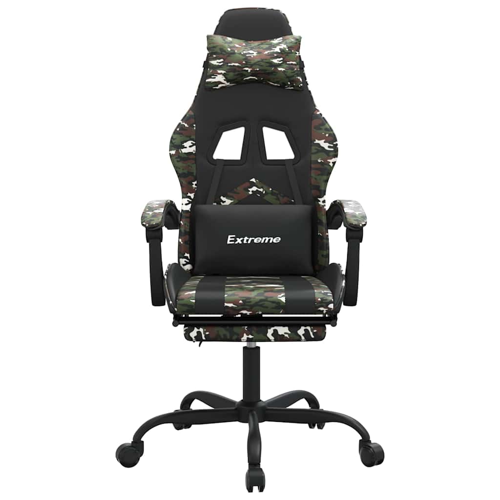 Vidaxl gamestoel draaibaar met voetensteun kunstleer zwart camouflage
