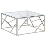 Vidaxl salontafel roestvrijstaal en gehard glas zilverkleurig