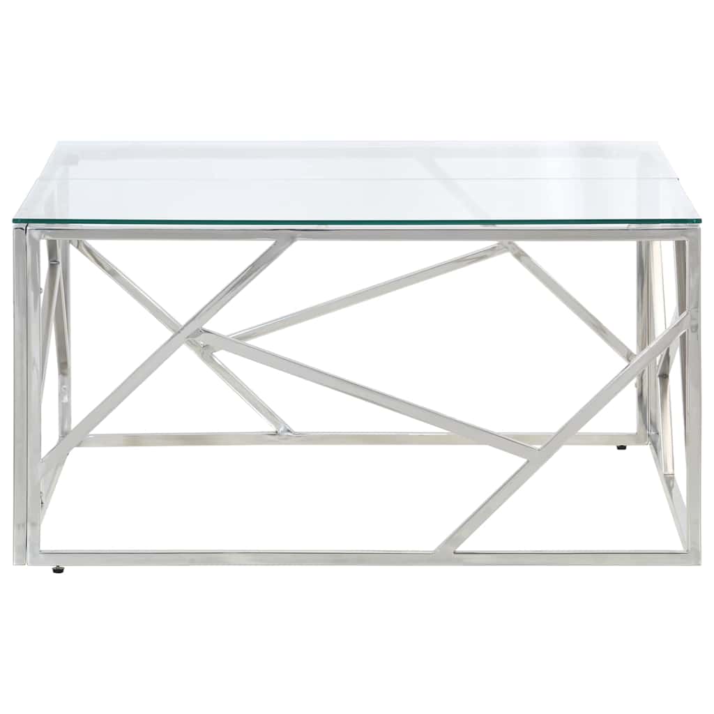 Vidaxl salontafel roestvrijstaal en gehard glas zilverkleurig