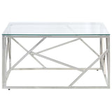Vidaxl salontafel roestvrijstaal en gehard glas zilverkleurig