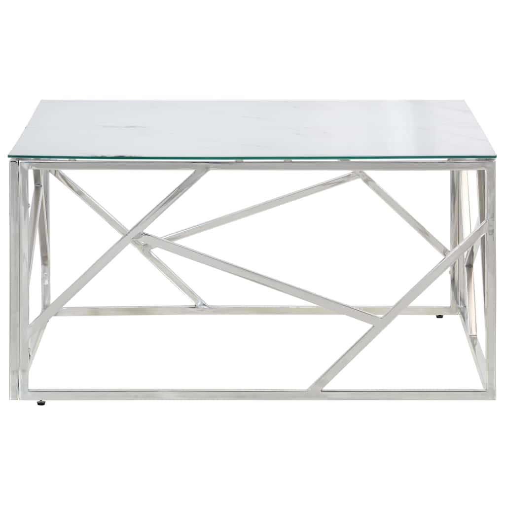 Vidaxl salontafel roestvrijstaal en gehard glas zilverkleurig