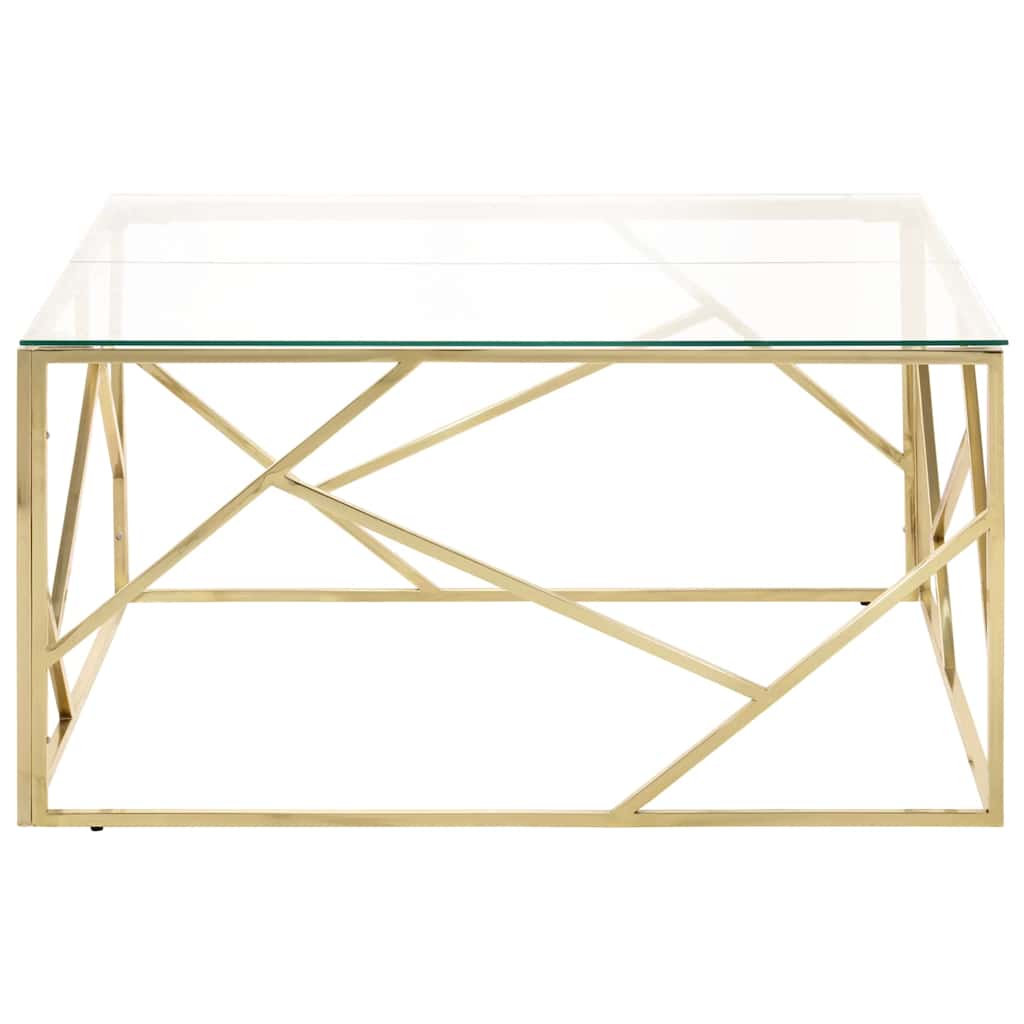 Vidaxl salontafel roestvrijstaal en gehard glas goudkleurig