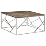 Vidaxl salontafel roestvrij staal en massief gerecycled hout zilver