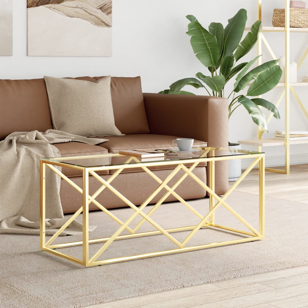 Vidaxl salontafel 110x45x45 cm roestvrij staal en glas