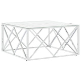 Vidaxl salontafel 80x80x40 cm roestvrij staal en glas zilverkleurig