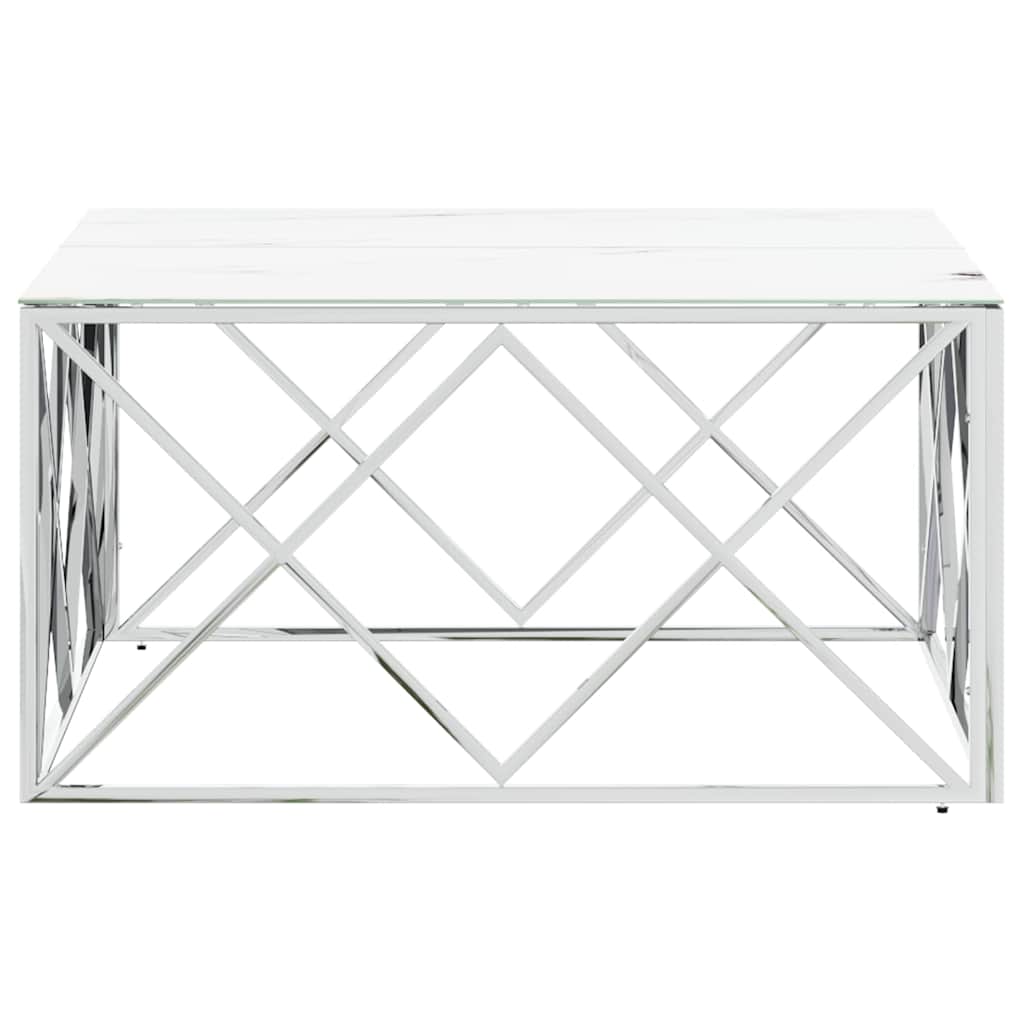 Vidaxl salontafel 80x80x40 cm roestvrij staal en glas zilverkleurig