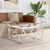 Vidaxl salontafel 80x80x40 cm roestvrij staal en glas zilverkleurig