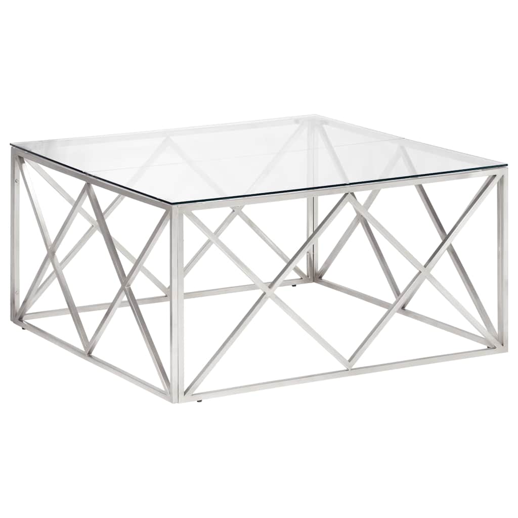 Vidaxl salontafel roestvrijstaal en gehard glas zilverkleurig