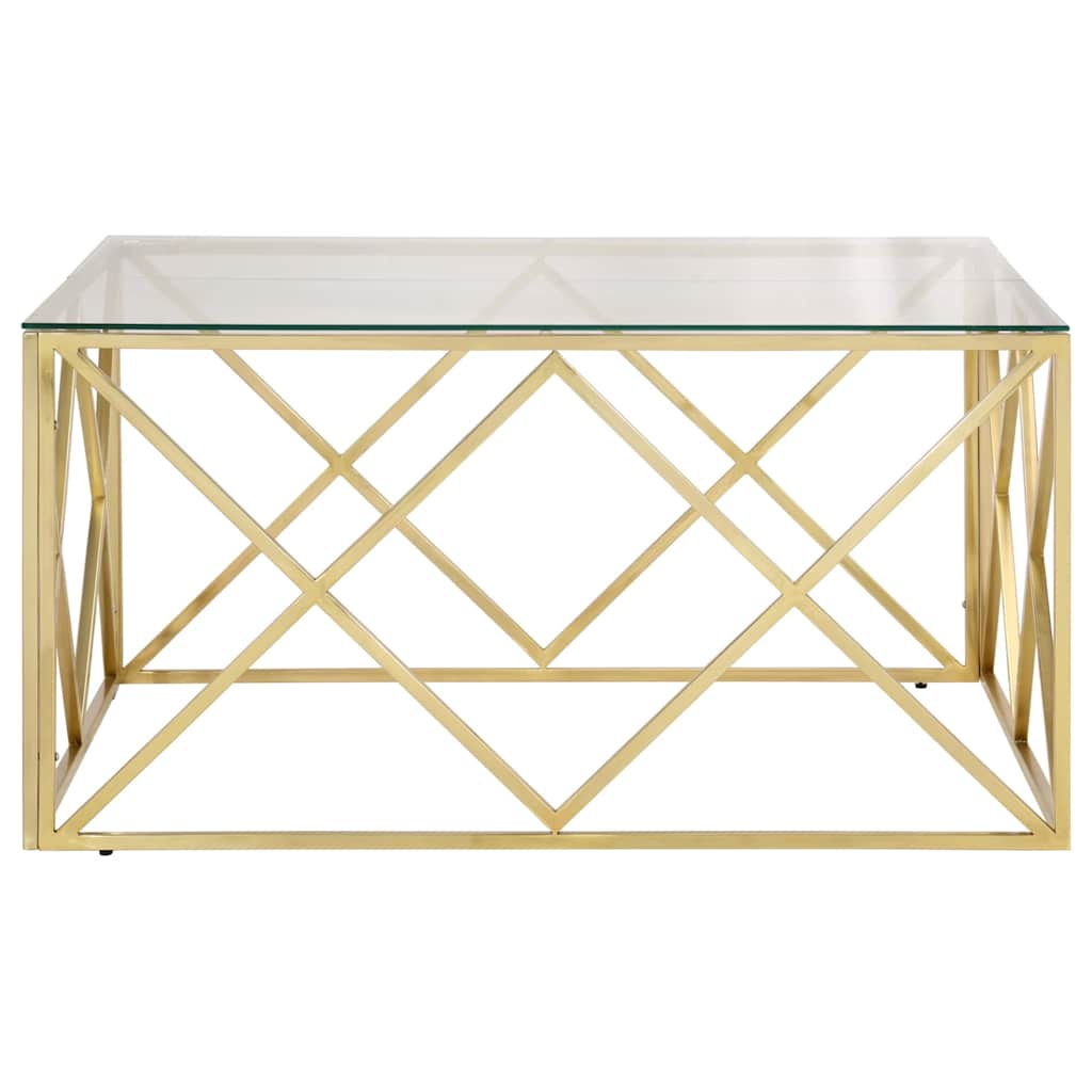 Vidaxl salontafel roestvrijstaal en gehard glas goudkleurig