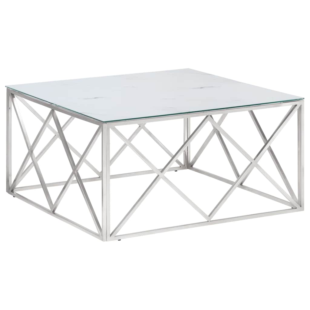 Vidaxl salontafel roestvrijstaal en gehard glas zilverkleurig