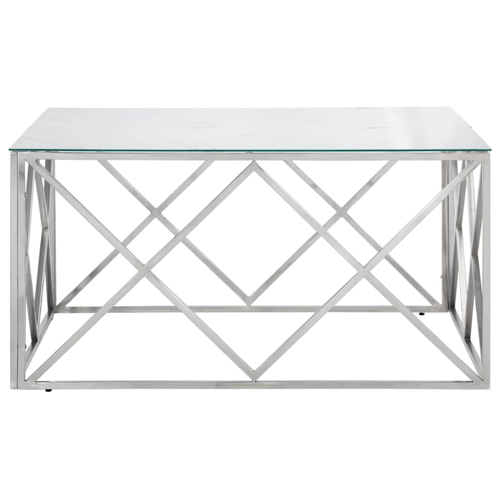 Vidaxl salontafel roestvrijstaal en gehard glas zilverkleurig
