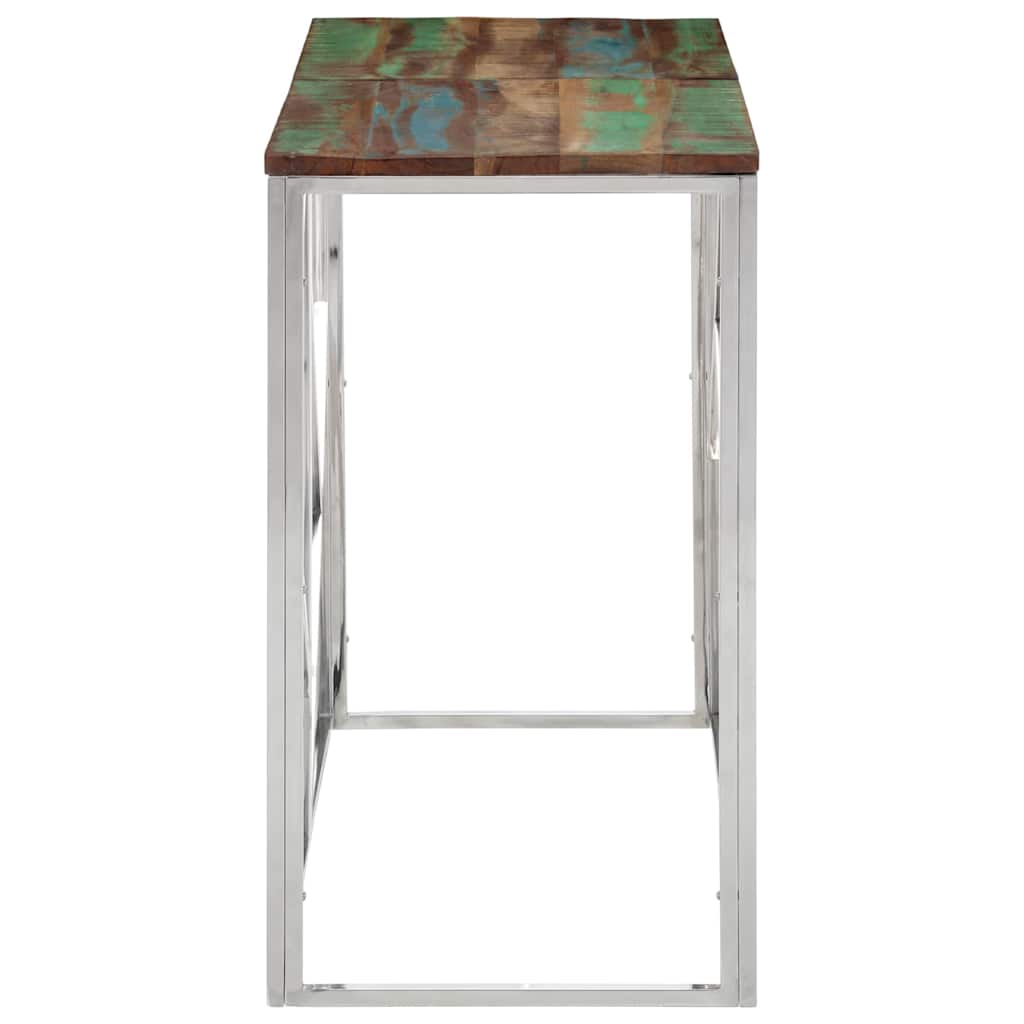 Vidaxl wandtafel roestvrij staal en massief gerecycled hout zilver