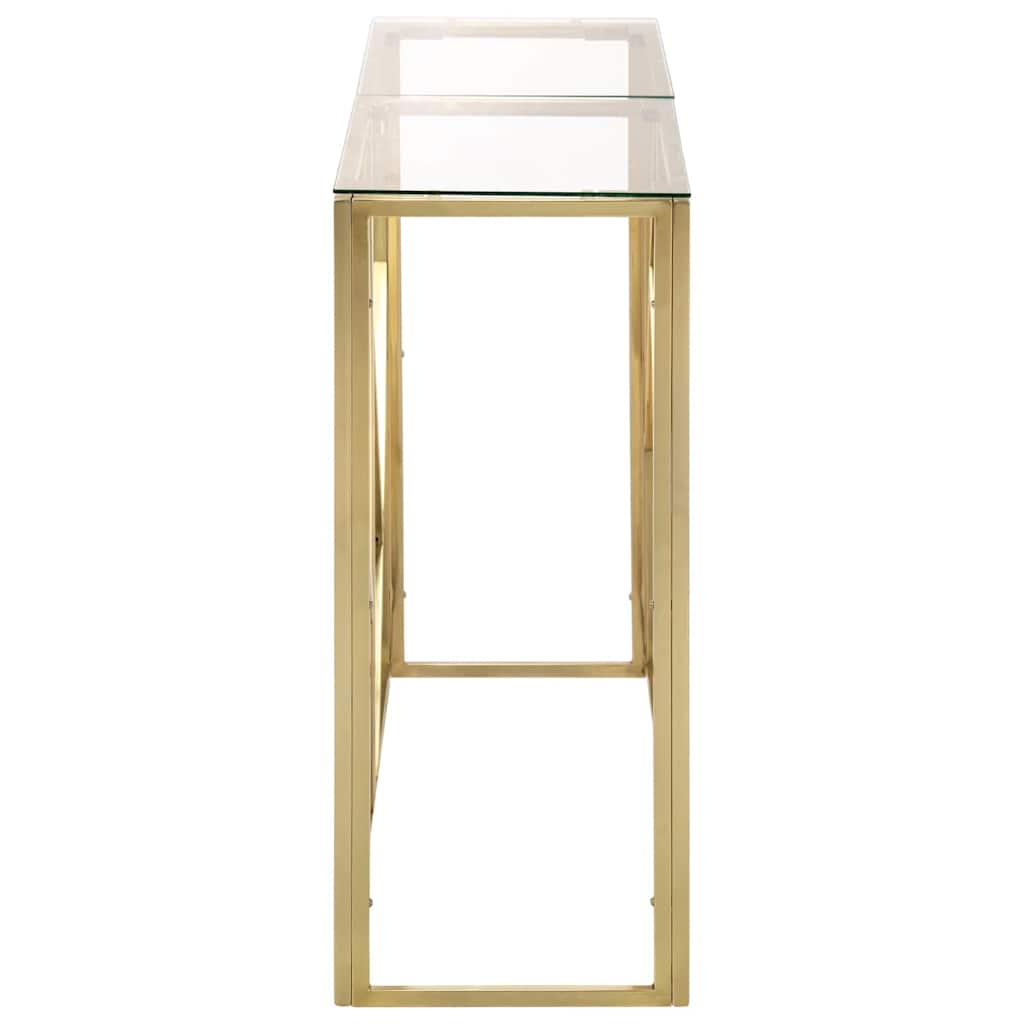 Vidaxl wandtafel roestvrijstaal en gehard glas goudkleurig
