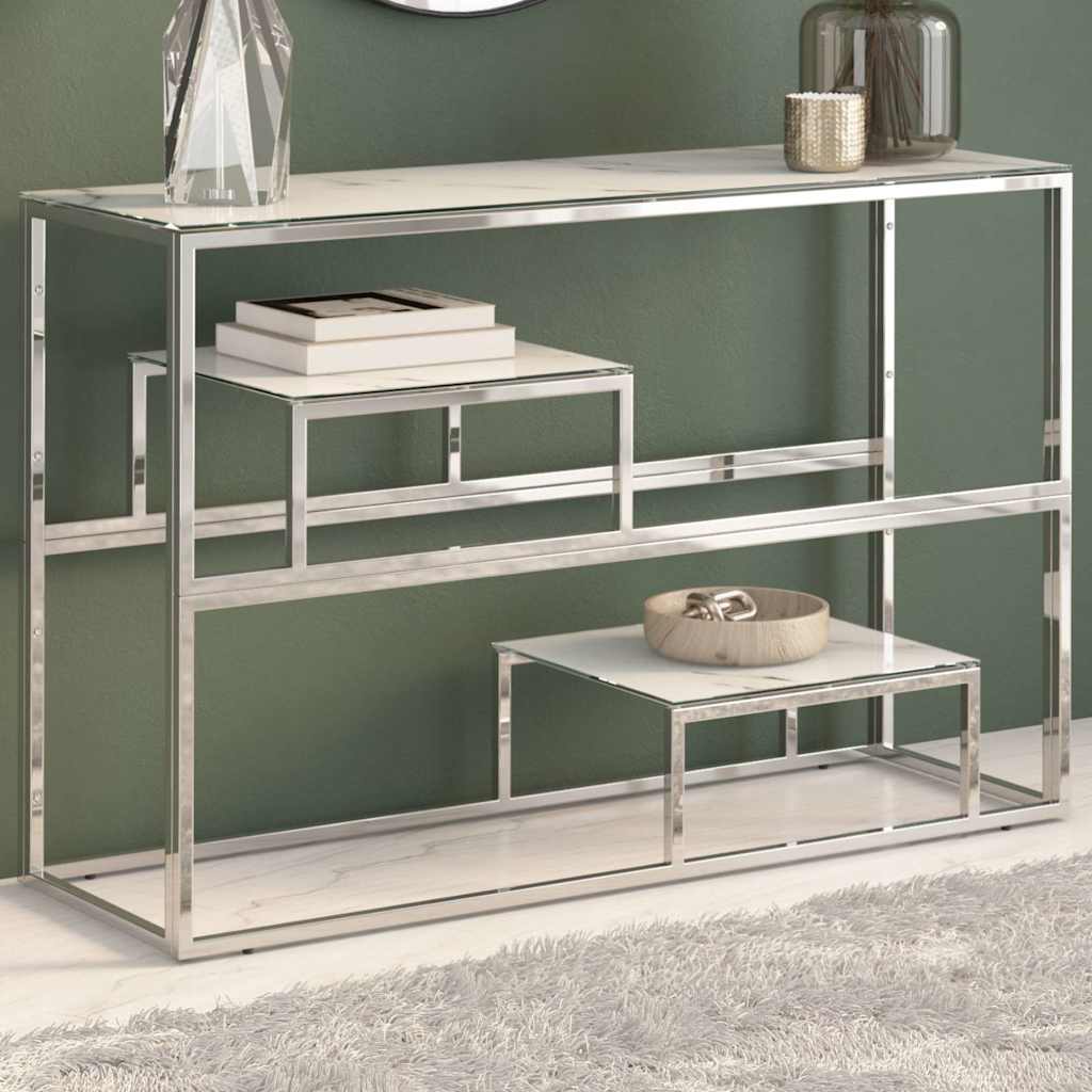 Vidaxl wandtafel roestvrijstaal en gehard glas zilverkleurig