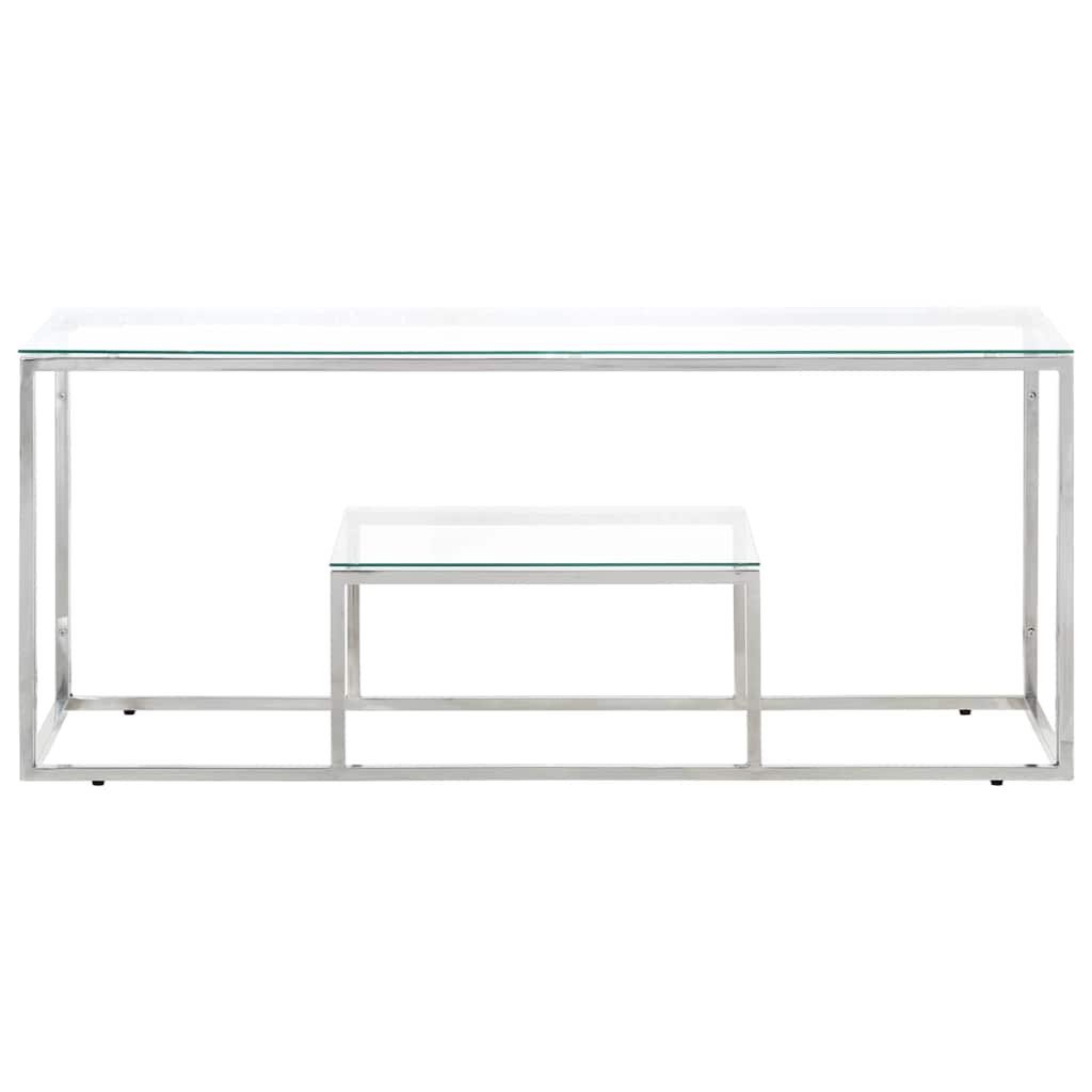 Vidaxl salontafel roestvrijstaal en gehard glas zilverkleurig