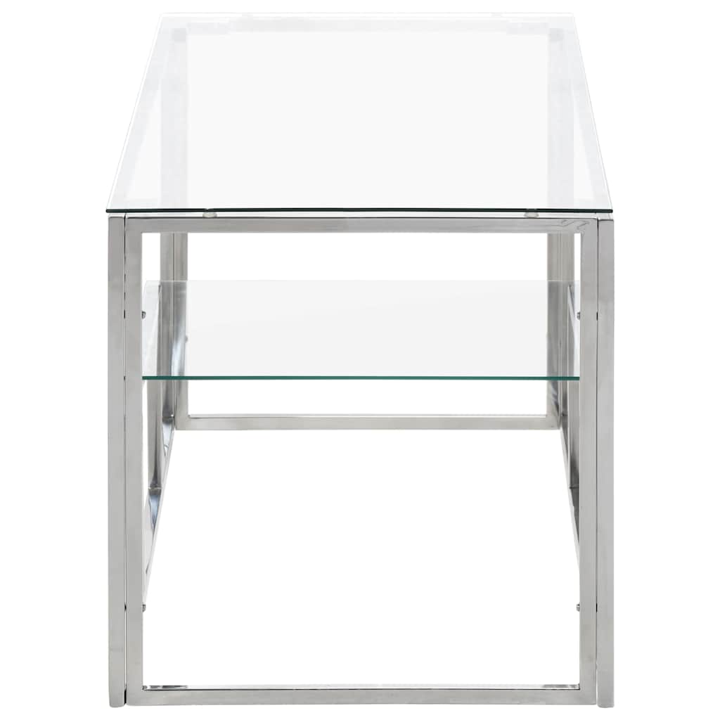 Vidaxl salontafel roestvrijstaal en gehard glas zilverkleurig