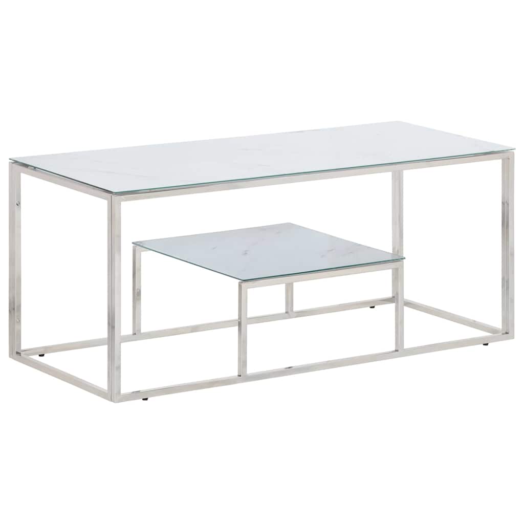 Vidaxl salontafel roestvrijstaal en gehard glas zilverkleurig
