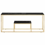 Vidaxl salontafel roestvrijstaal en gehard glas goudkleurig