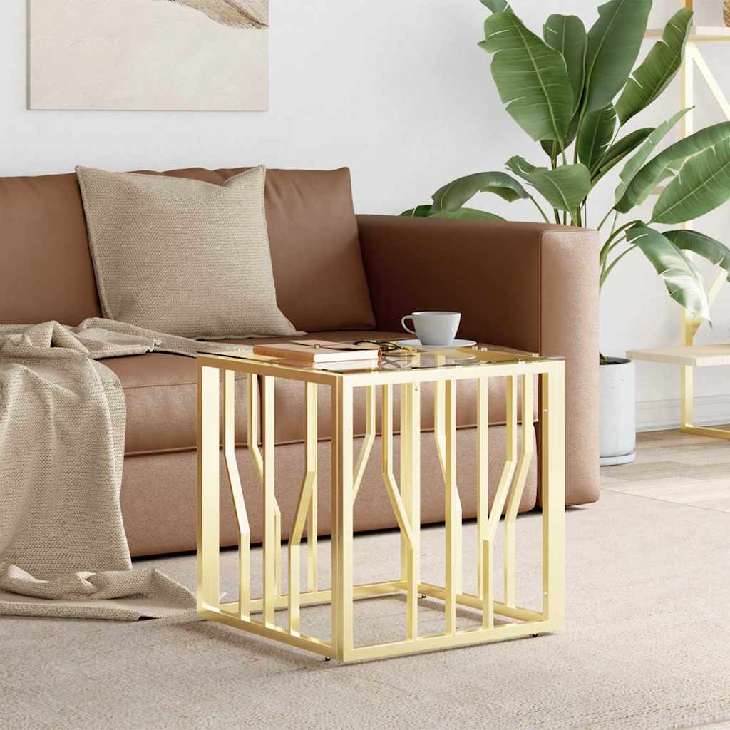 Vidaxl salontafel 50x50x50 cm roestvrij staal en glas goudkleurig