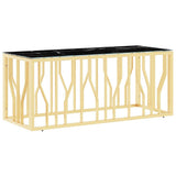 Vidaxl salontafel 110x45x45 cm roestvrij staal en glas goudkleurig