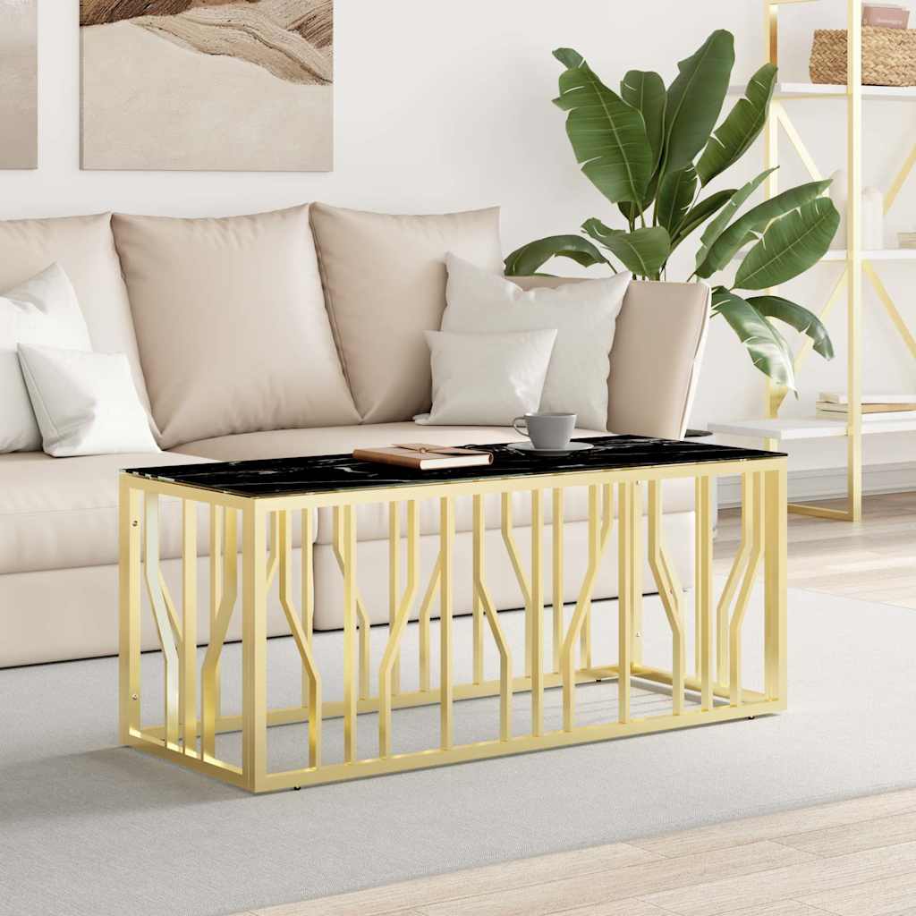 Vidaxl salontafel 110x45x45 cm roestvrij staal en glas goudkleurig