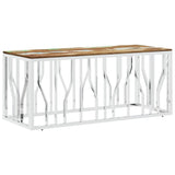Vidaxl salontafel roestvrij staal en massief gerecycled hout zilver