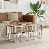 Vidaxl salontafel roestvrij staal en massief gerecycled hout zilver