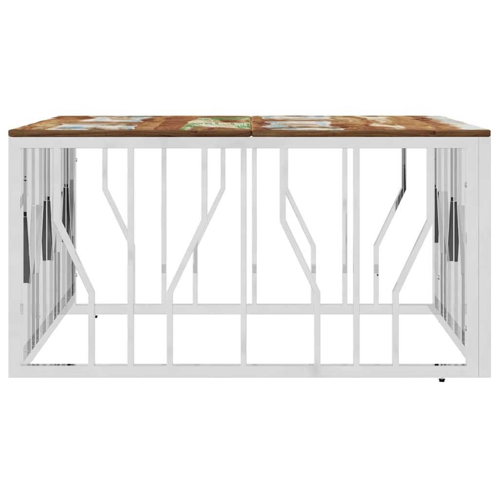 Vidaxl salontafel roestvrij staal en massief gerecycled hout zilver