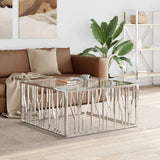 Vidaxl salontafel 100x100x50 cm roestvrij staal en glas