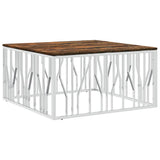 Vidaxl salontafel roestvrij staal en massief gerecycled hout zilver
