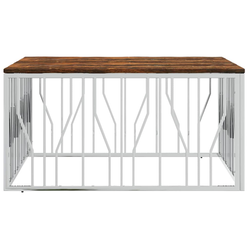 Vidaxl salontafel roestvrij staal en massief gerecycled hout zilver
