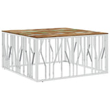 Vidaxl salontafel roestvrij staal en massief gerecycled hout zilver