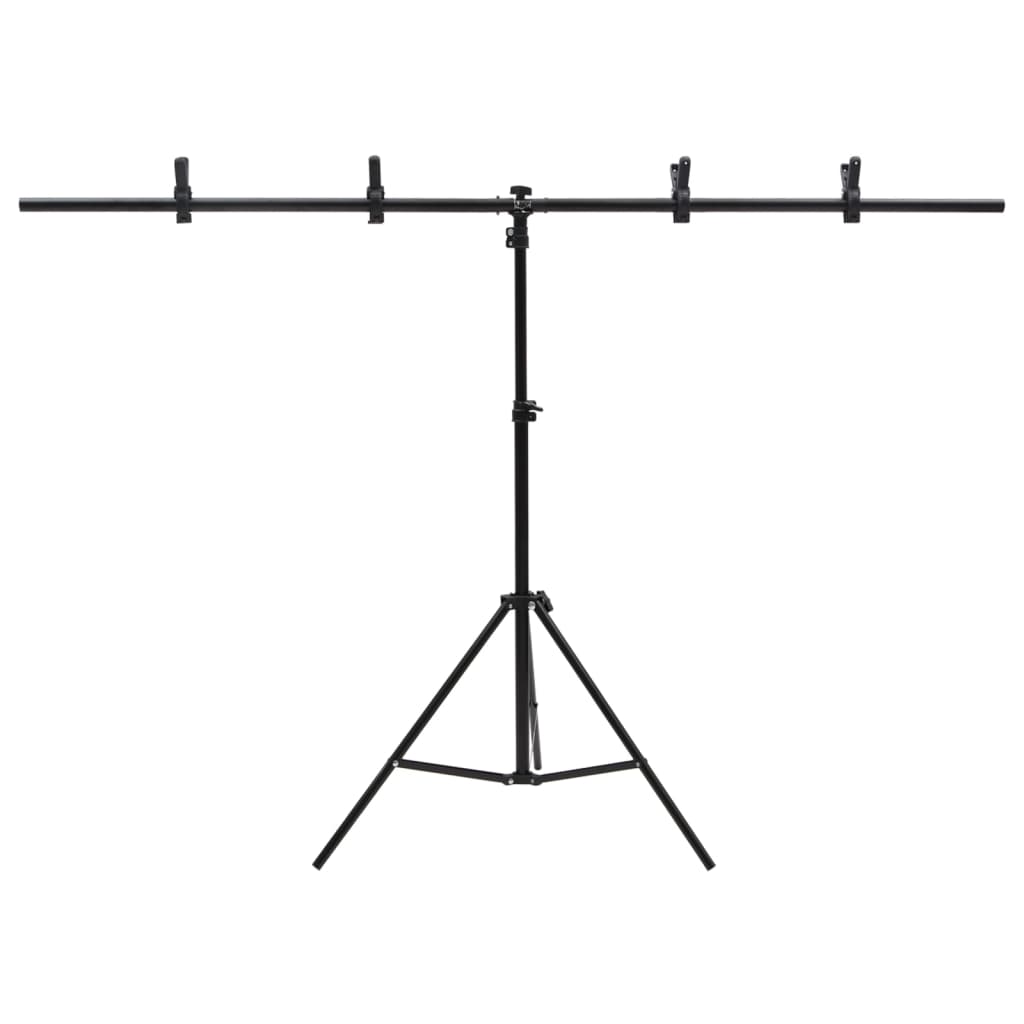 Vidaxl bakgrunnsstandard T-formet 151x60x (70-200) cm svart